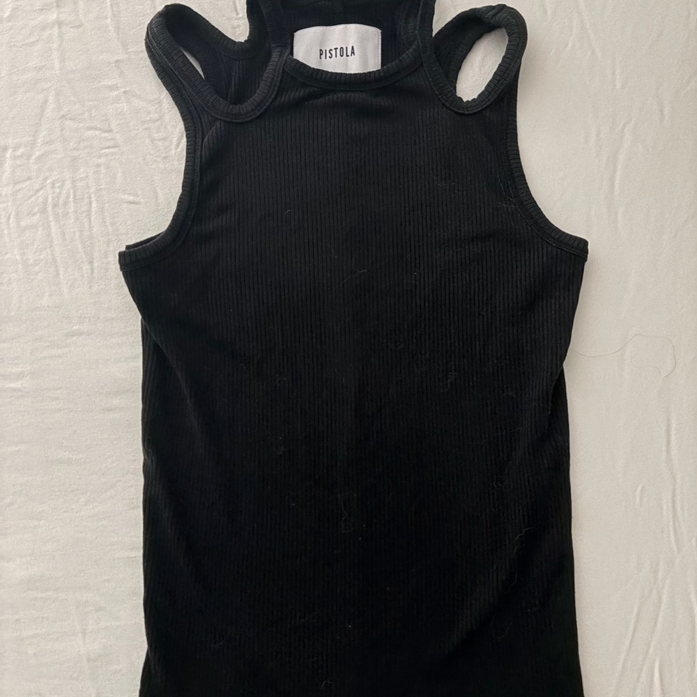 Pistola Black Sleeveless Ribbed Top